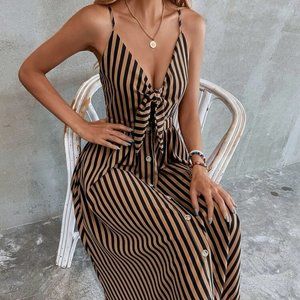 Stripped Peekaboo Cami Dress